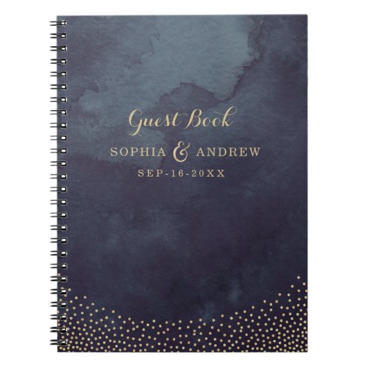 Glam night faux gold glitter wedding guest book ノートブック (正面)