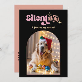 Glam Night Funny Retro Pet Dog Christmas Photo シーズンカード