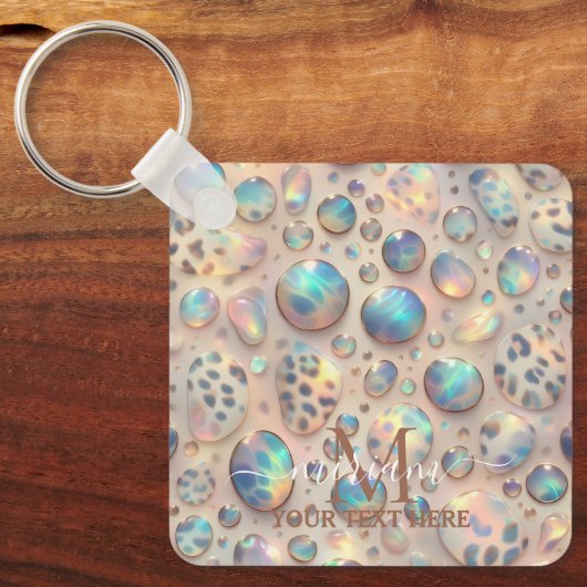 Glam Opal Leopard Print Girly Keychain キーホルダー (正面)