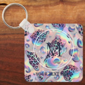 Glam Opal Leopard Print Girly Keychain キーホルダー (正面)