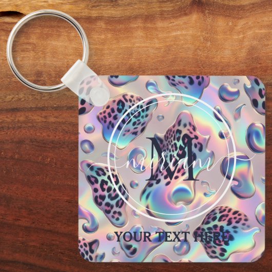Glam Opal Leopard Print Girly Keychain キーホルダー (正面)
