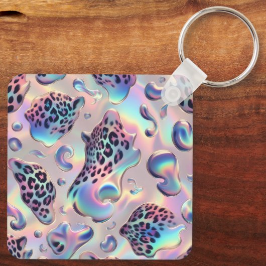 Glam Opal Leopard Print Girly Keychain キーホルダー (裏面)