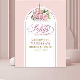 Glam petals and prosecco shower banner blush gold タペストリー