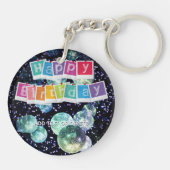 Glam Photo ガーリー Script 20 30 40th Birthday Party キーホルダー (裏面)