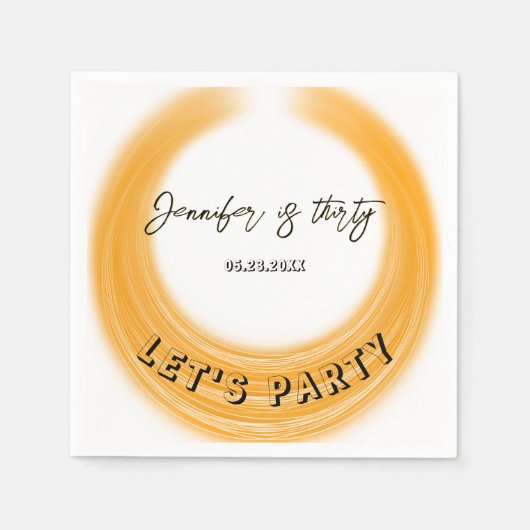 Glam Photo ガーリー Script 20 30 40th Birthday Party スタンダードカクテルナプキン (正面)