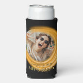 Glam Photo ガーリー Script 20 30 40th Birthday Party スリム缶クーラー (Seltzer正面)