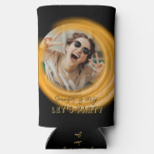 Glam Photo ガーリー Script 20 30 40th Birthday Party スリム缶クーラー (裏面)