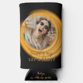 Glam Photo ガーリー Script 20 30 40th Birthday Party スリム缶クーラー (正面)