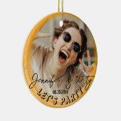 Glam Photo ガーリー Script 20 30 40th Birthday Party セラミックオーナメント (右)