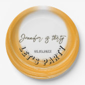 Glam Photo ガーリー Script 20 30 40th Birthday Party ペーパープレート (正面)