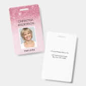 Glam Pinkグリッター社員 – 名写真企業の バッジ (正面&裏面)