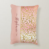 Glam Pink グラデーション金ゴールドレオパーパーソナライズされたド アクセントクッション (裏面(縦))
