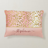 Glam Pink グラデーション金ゴールドレオパーパーソナライズされたド アクセントクッション (裏面)