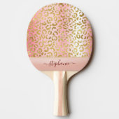 Glam Pink グラデーション金ゴールドレオパーパーソナライズされたド 卓球ラケット (裏面)