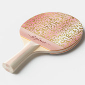 Glam Pink グラデーション金ゴールドレオパーパーソナライズされたド 卓球ラケット (正面アングル)