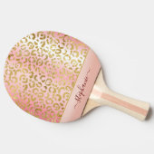 Glam Pink グラデーション金ゴールドレオパーパーソナライズされたド 卓球ラケット (横)
