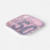 Glam Pink and Silver Sequin 50th Birthday Party  ペーパープレート (傾斜あり)