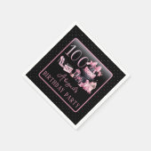 Glam Pink Blackファッション100thバースデーパーティー スタンダードカクテルナプキン (角)