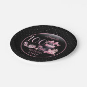 Glam Pink Blackファッション100thバースデーパーティー ペーパープレート (アングル)