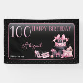Glam Pink Blackファッション100thバースデーパーティー 横断幕 (横)