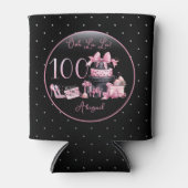 Glam Pink Blackファッション100thバースデーパーティー 缶クーラー (正面)