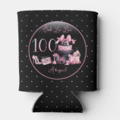 Glam Pink Blackファッション100thバースデーパーティー 缶クーラー (裏面)