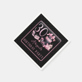 Glam Pink Blackファッション30th Birthdayパーティー スタンダードカクテルナプキン (角)