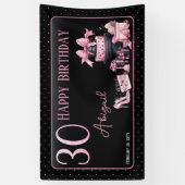 Glam Pink Blackファッション30th Birthdayパーティー 横断幕 (縦)