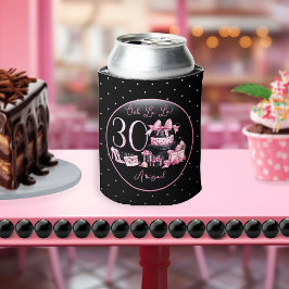 Glam Pink Blackファッション30th Birthdayパーティー 缶クーラー