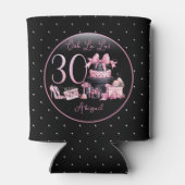 Glam Pink Blackファッション30th Birthdayパーティー 缶クーラー (裏面)