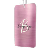 Glam Pink Brushed Metal Black White Monogram カーエアーフレッシュナー (左)