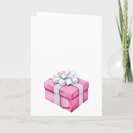 Glam Pink Christmas Trees Santa in Car カード (裏面)