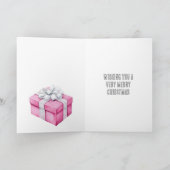 Glam Pink Christmas Trees Santa in Car カード (内部)