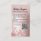 Glam Pink Cleaning ServiceハウスキーピングQrコード 名刺 (正面)