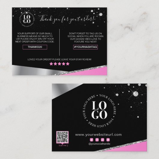 Glam Pink Diamondをご注文いただき、ありがとうございます 名刺 (正面/裏面)