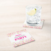 Glam Pink Gold Dots Wedding Bachelorette Party スクエアペーパーコースター (インサイチュ)