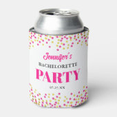 Glam Pink Gold Dots Wedding Bachelorette Party 缶クーラー (缶正面)