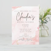 Glam Pink Gold Watercolor Bridal Shower Invite  招待状 (スタンド正面)