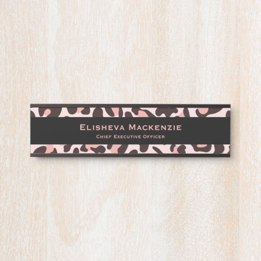 Glam Pink Leopardプリントドアサインシンボルや象徴名プレート サインプレート (正面)
