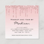 Glam Pink Rose金ゴールドグリッタードリップスメイクアップアーティスト スクエア名刺 (裏面)