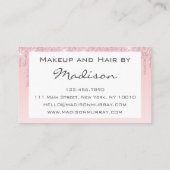 Glam Pink Rose金ゴールドグリッタードリップスメイクアップアーティスト 名刺 (裏面)