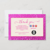 Glam Pink Sparkle Minimal Branding サンキューカード (正面)