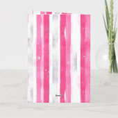 Glam Pink White Christmas Tree Stripes カード (裏面)