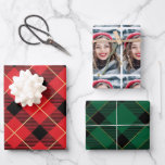 Glam Plaid Christmas Holiday写真 ラッピングペーパーシート<br><div class="desc">このトレンディーの素朴なクリスマスラッピングシートは、金ゴールドのtouchを持つ赤と緑の格子状のプリントを備えフェイクている。これは休日のパタモダンーンにグラムのtouchを伝統的与える。写真シートは白い背景独身のに金ゴールド紙吹雪ドットが付いたフォトコラージュであるフェイク。グリーティングカードとフェスティバル郵送用アクセサリーの調整用の季節ごとのコレクションをご覧ください。</div>