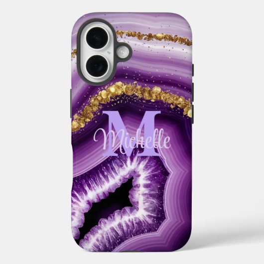 Glam Purple Agate Geode iPhone 16タフケース Case-Mate iPhoneケース (裏面)