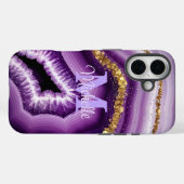 Glam Purple Agate Geode iPhone 16タフケース Case-Mate iPhoneケース (裏面 (横))