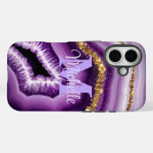 Glam Purple Agate Geode iPhone 16タフケース Case-Mate iPhoneケース (裏面 (横))