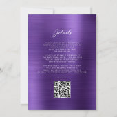 Glam Purple Brushed Metal QR Code 結婚's 招待状 (裏面)