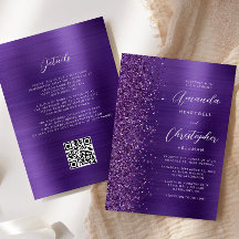 Glam Purple Brushed Metal QR Code 結婚's