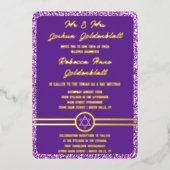 Glam Purple Classic Elegant Bat Mitzvah Gold 箔招待状 (正面)